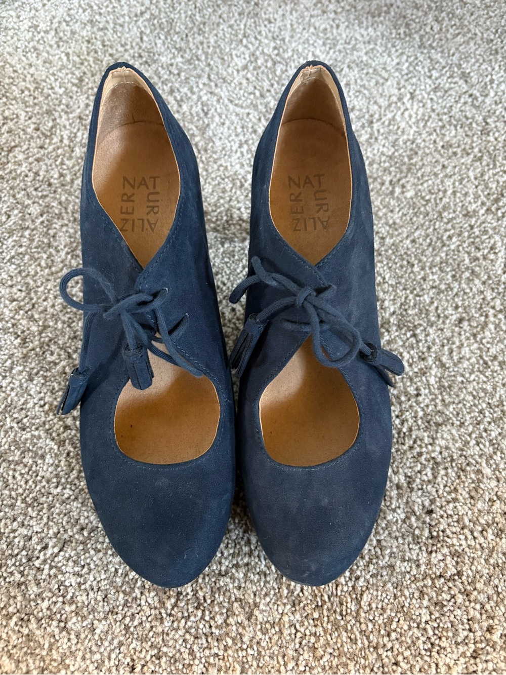 Naturalizer Navy Suede Lace-Up Heels